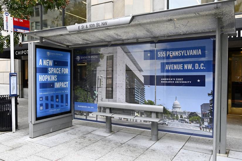 Johns Hopkins University Bloomberg Center ads in Washington, D.C.